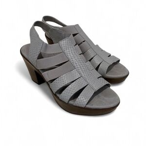Munro Leather Comfort Wedge Slingback Sandals Ash Gray Snake 8.5